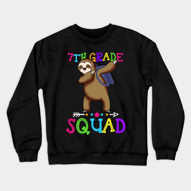 Sloth Team 7th Grade Squad Teacher Back To School Crewneck Sweatshirt by kateeleone97023